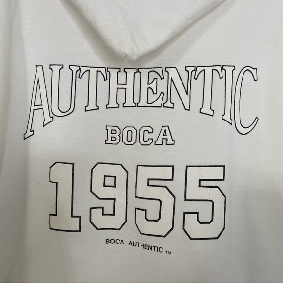 Vintage 90s BOCA AUTHENTIC Oversized White Cotton Hoodie Sweatshirt OS XXL - Picture 15 of 16